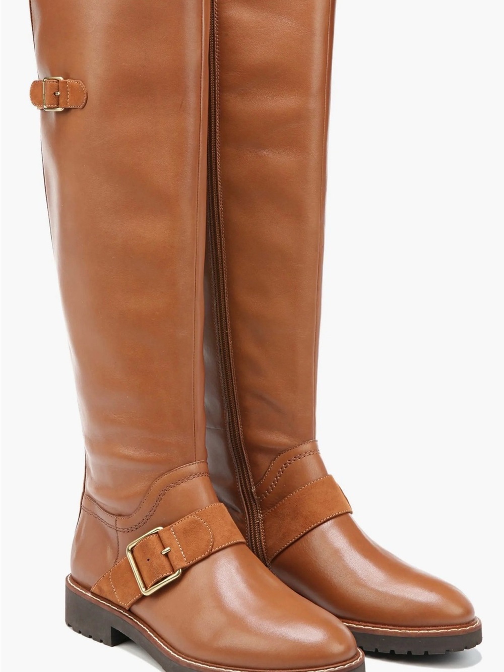Franco Sarto Cutler Leather Buckle Boots in Whiskey